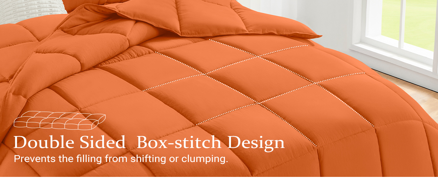 Wellsin Orange Comforter Set King Size 3 Pieces Lightweight Bedding King Size