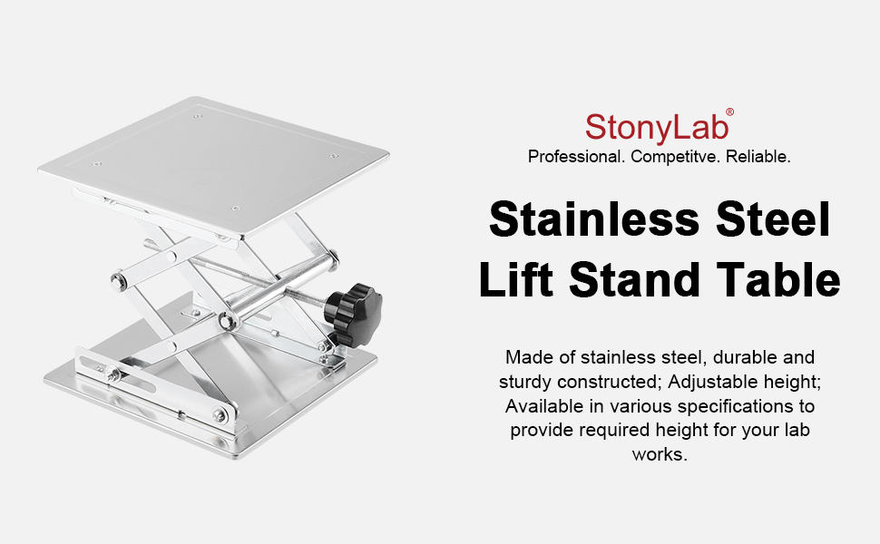 stonylab Lab Scissors Jack, 100 x 100mm Stainless Steel Laboratory