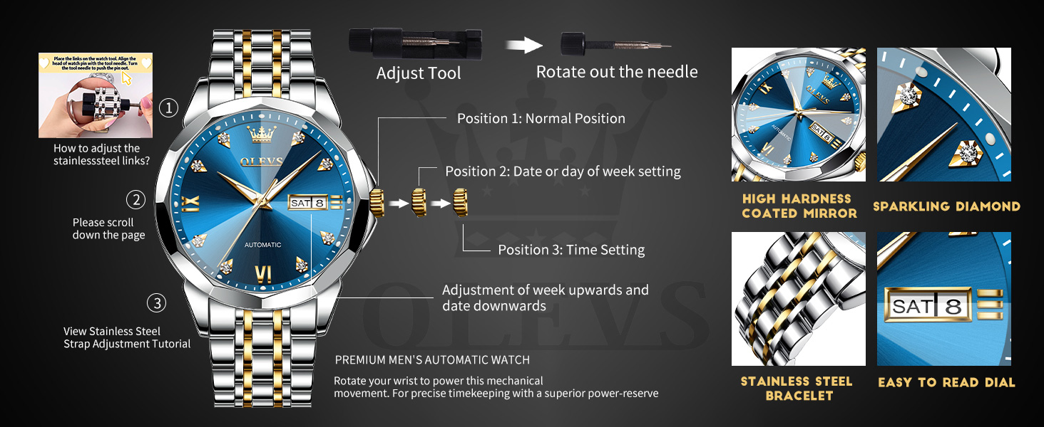 olevs automatic watches for men