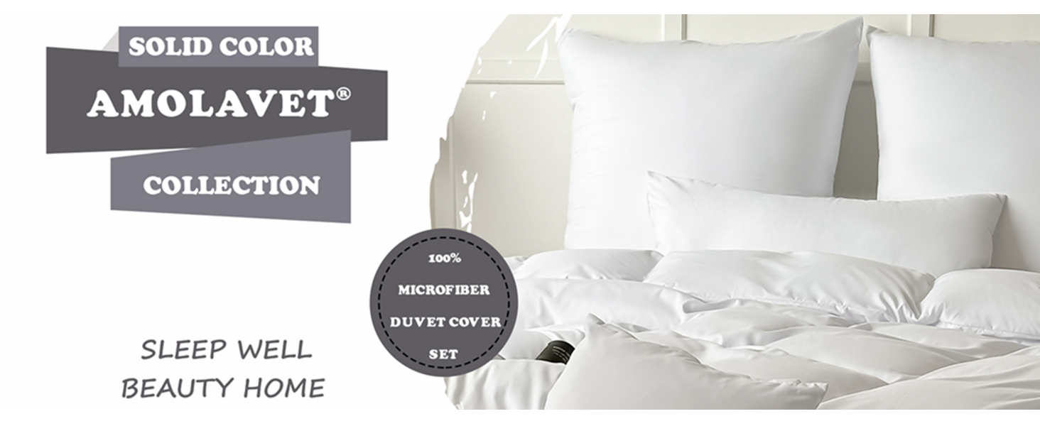 Amolavet White Duvet Cover Queen Size Ultra Soft Durable