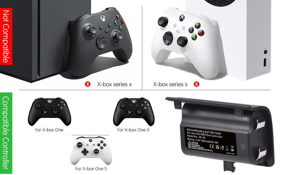 Xbox One Controller Battery Pack, 2 Pack 1400mAh