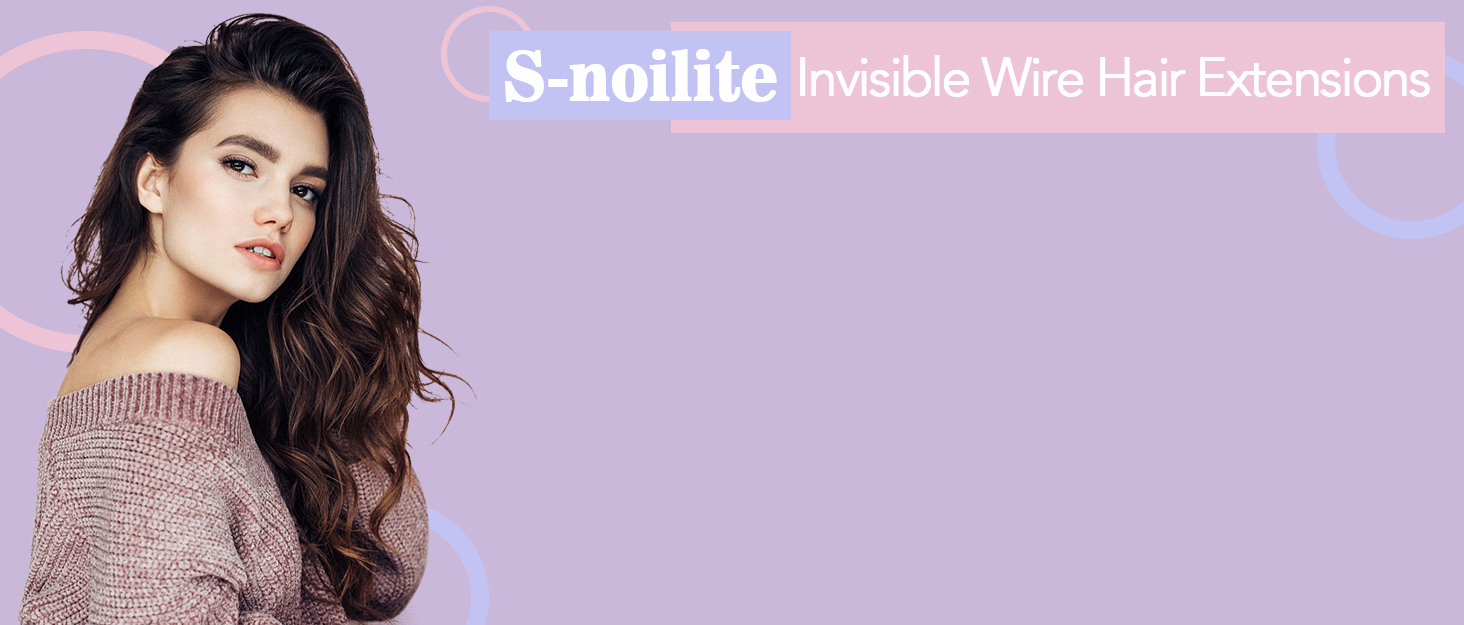 Snoilite Invisible Wire Hair Extensions 20 Inch Black