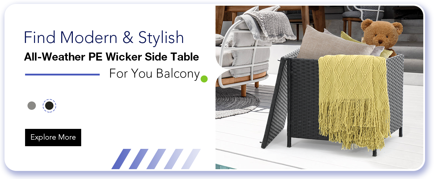 Patiorama Outdoor Side Table with Storage, Patio Wicker