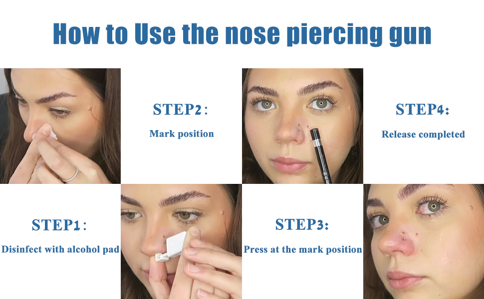 Nose Piercing Gun Kit Ruicoo 2 Pack Self Nose Piercing Gun Disposable