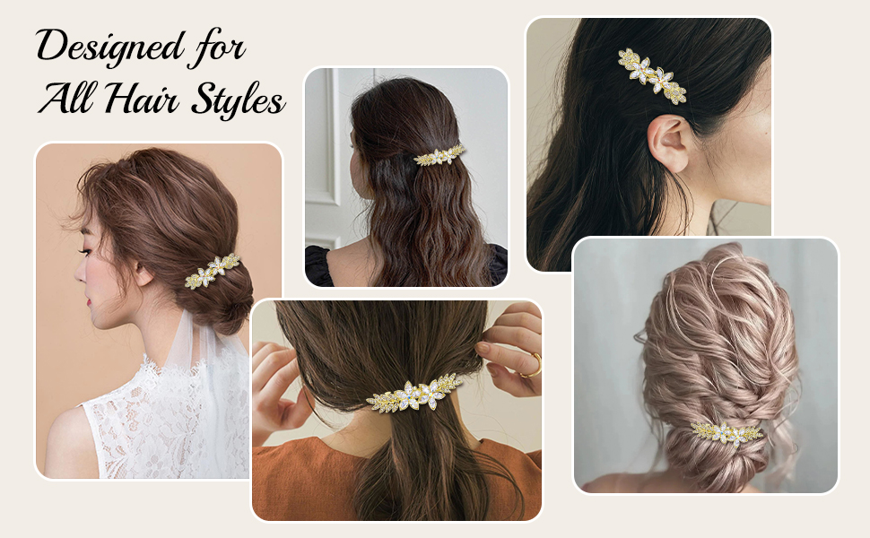 Rhinestone hair clips hair barrettes for women pearl hair claw clips bridal hair accessories
