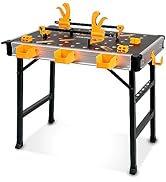 WORKESS Portable Workbench 1000Lbs Capacity Heavy Duty Folding Work Table with 2 Quick Clamps, 4 ...