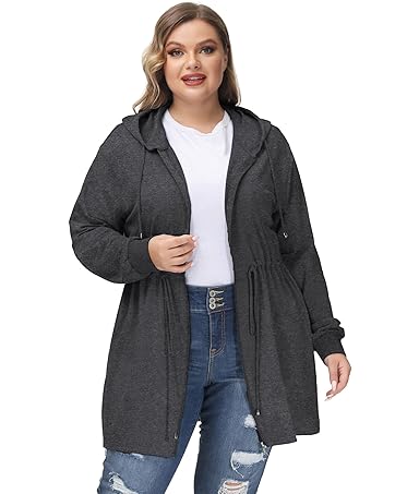 Hanna Nikole Women Hooded Jacket Plus Size Drawstring Hoodie