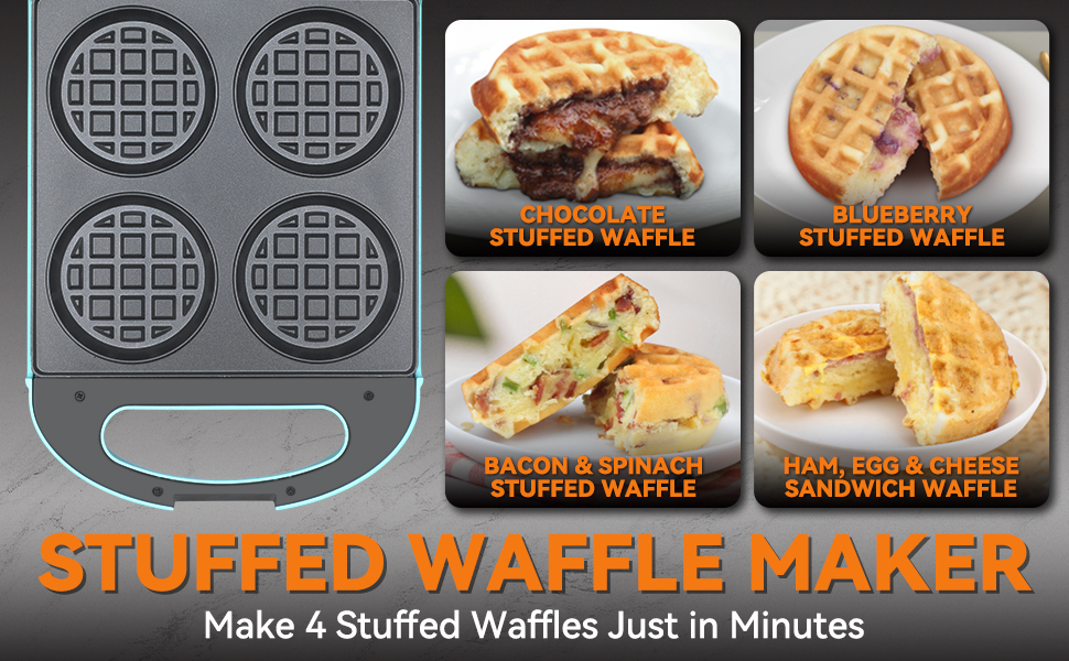 Haz 4 gofres rellenos en cuestión de minutos