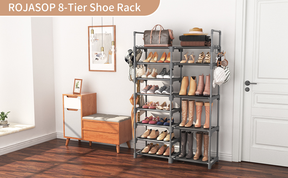 Grey shoe rack