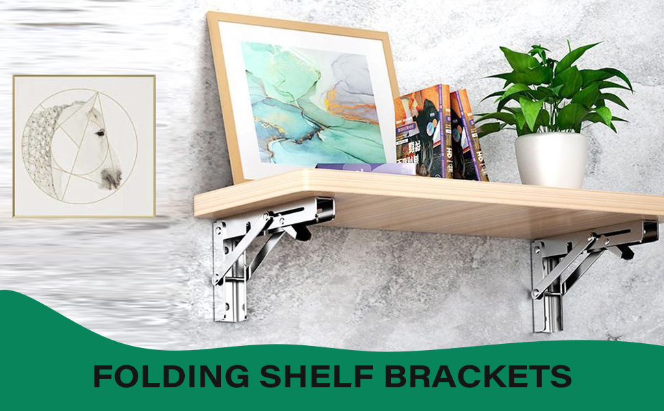 folding shelf, folding shelf brackets, wall mounted shelf, folding brackets, foldable shelf,