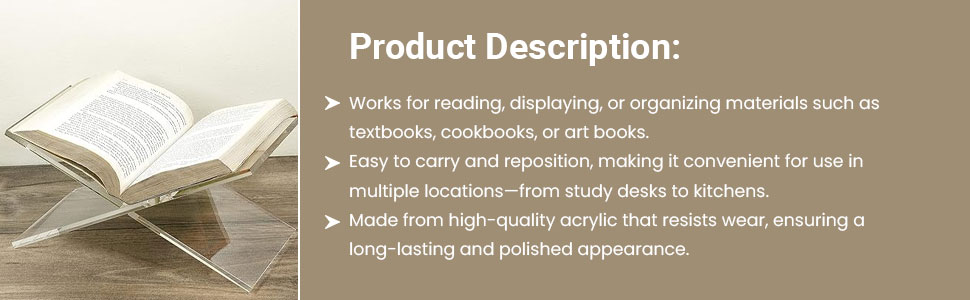 SPN-JGSP Transparent Clear Acrylic Book Holder 2 Piece Reading Stand