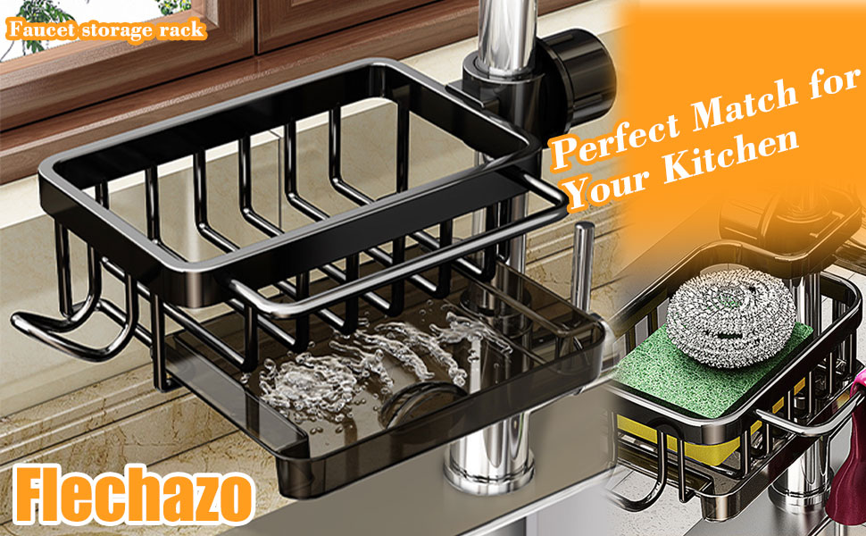 Flechazo Kitchen Sink Faucet Organizer with Drain Tray