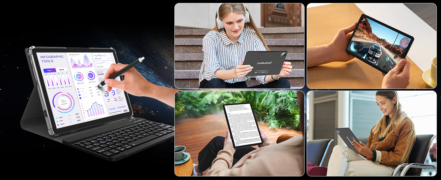 2025 Latest Tablet Android Tablets 11Inch with keyboard, Powerful Octa-Core+13MP Camera,