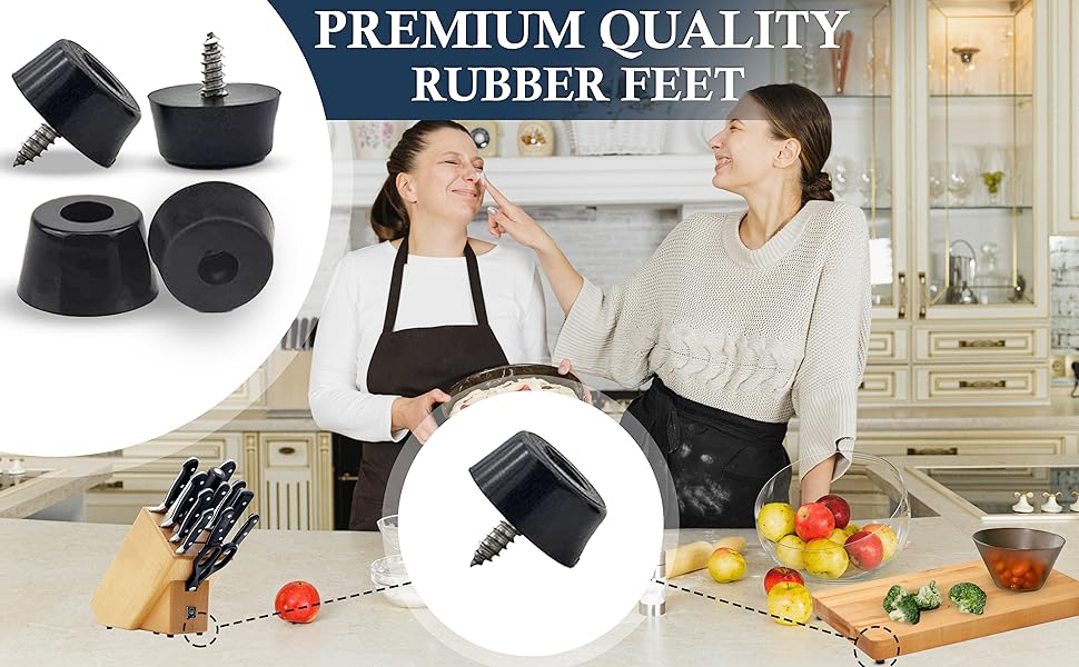 55 PCS Rubber Feet for Cutting Board with 55 Steel Matching Screws
