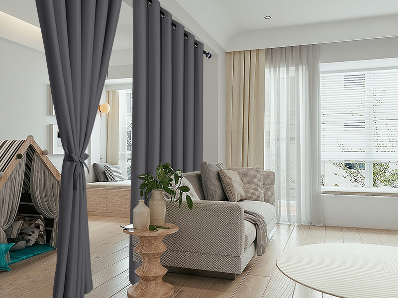 Hiasan blackout room divider curtains sewn with tie backs
