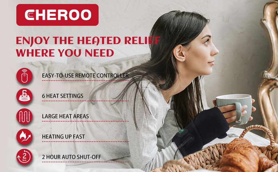 CHEROO Hand Wrist Heated Brace Wrap, Auto Shut Off Heating