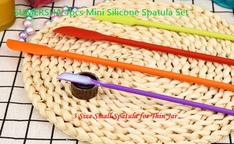 SUMERSHA 4pcs Mini Silicone Spatula Set, 3 Size Makeup