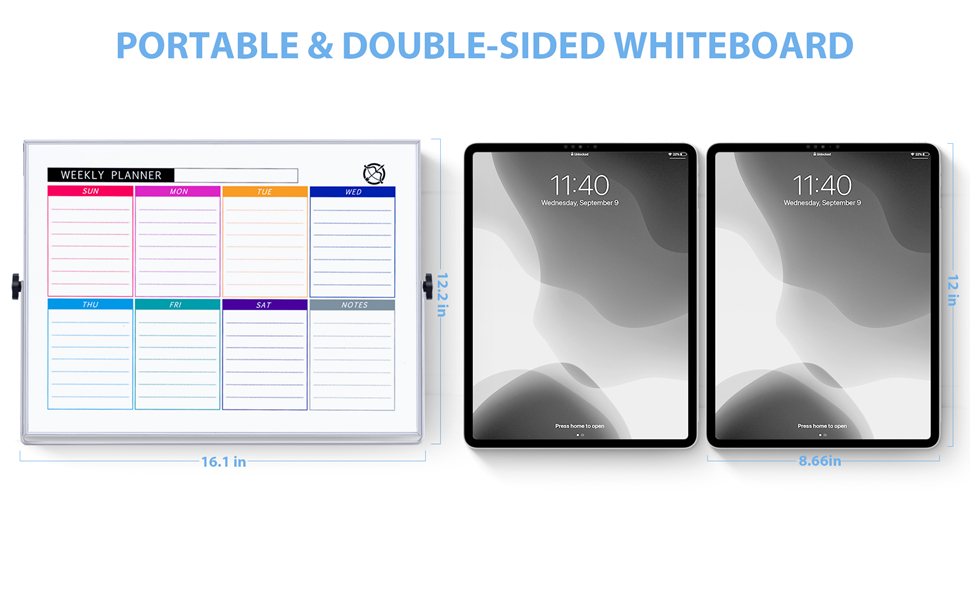 ARCOBIS Dry Erase White Board with Stand, 12" x 16" Weekly
