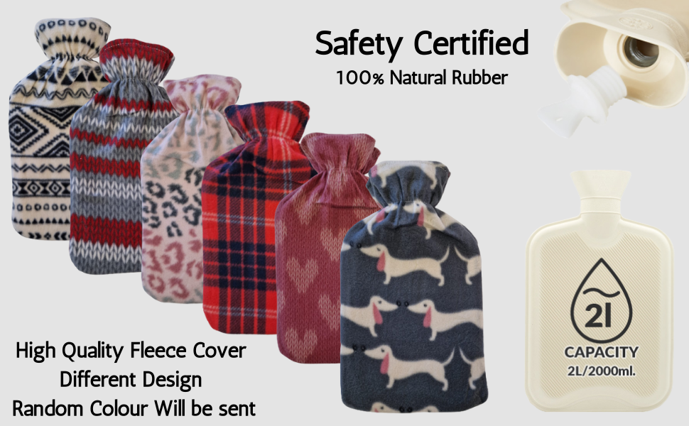 OLIVIA ROCCO Hot Water Bottle with Soft Fleece Cover Large Natural
