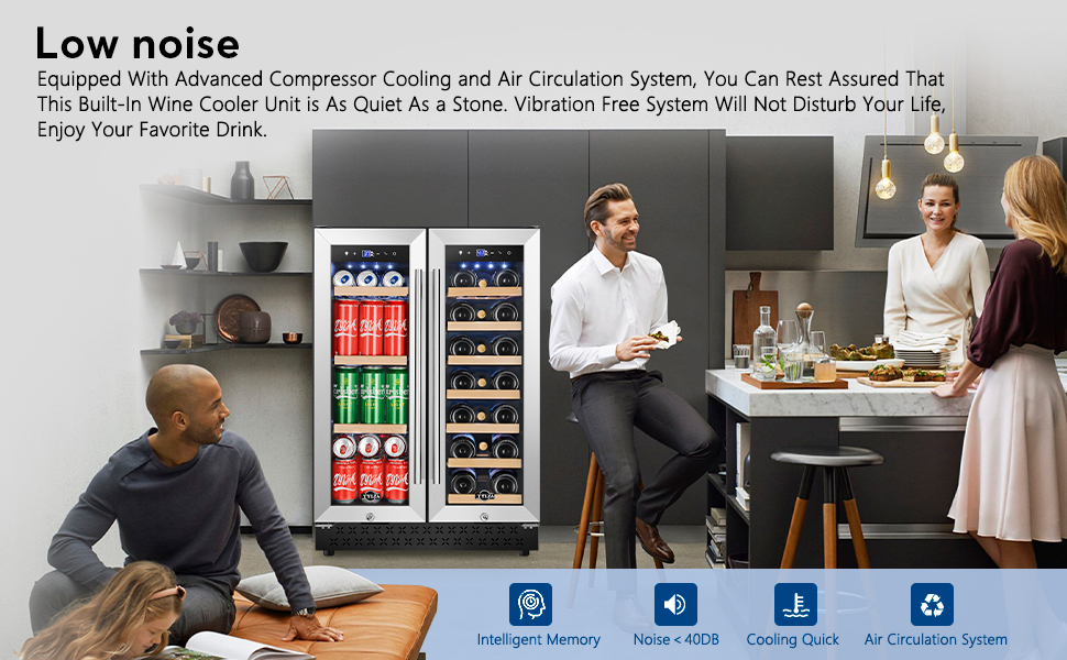 Tylza Upgraded Wine and Beverage Refrigerator 24 Inch, Dual