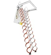 Cbhfmljd 12-Step Attic Ladder, Pull Down Attic Stairs, Wall-Mounted Folding Stairs, Retractable L...