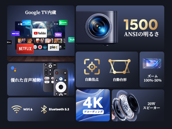 Amazon.co.jp: 【公式Google TV搭載】プロジェクター 家庭用