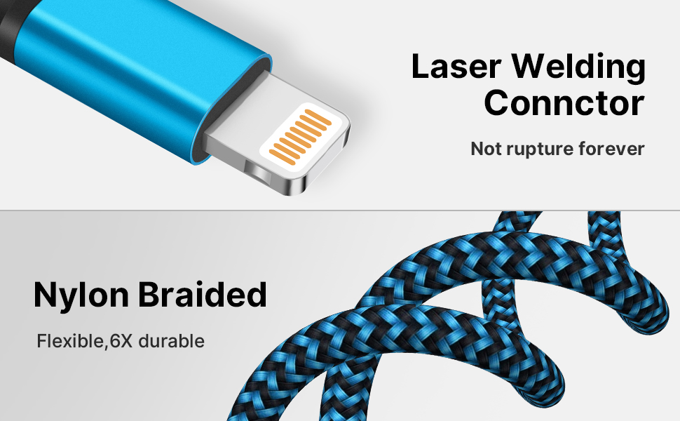 Aioneus iPhone Charger Cable 3Pack 2M MFi Certified USB A to Lightning Cable Fast Charging Cord