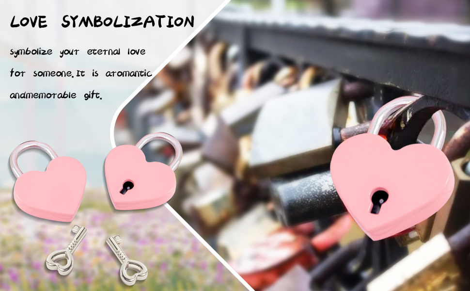 PADLOCK KEY HANGER / PINK GOLD ボルトルームキー 3 Pcs Small Metal Heart Shaped Padlock Mini Lock with Key
