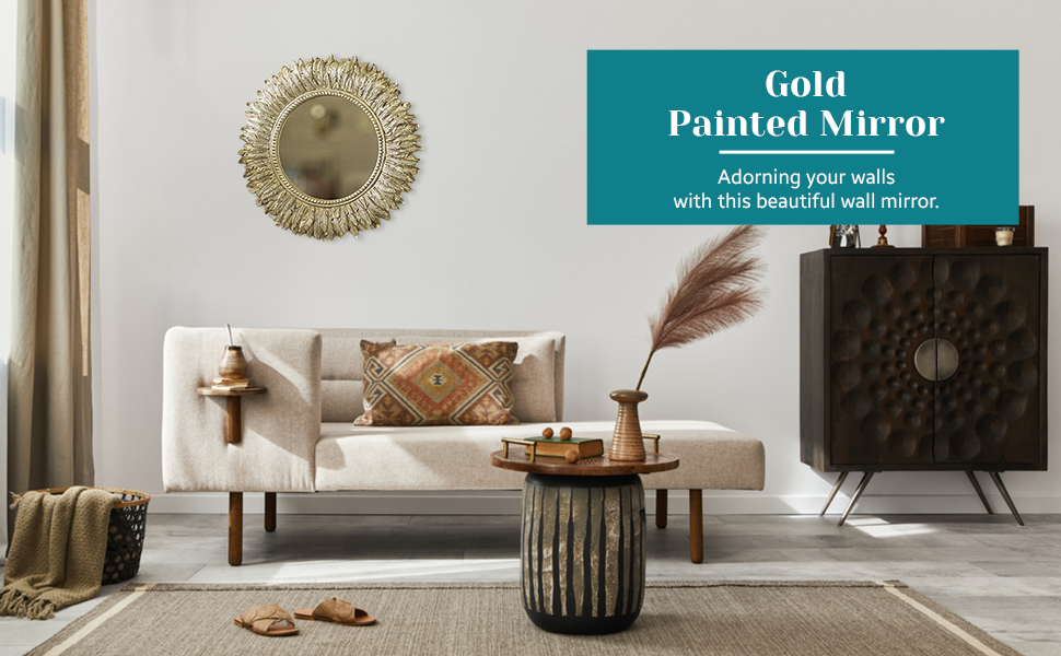 Marco Paul Modern Round Shaped Feather Mirror