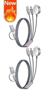 2Pack Upgraded 3 in 2 USB C Cable for Apple Watch Charger iPhone Xbox 360