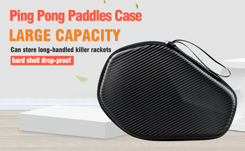 Rintifia Hexagonal Ping Pong Paddle Case Hard Shell Protector for 2 LongHandled