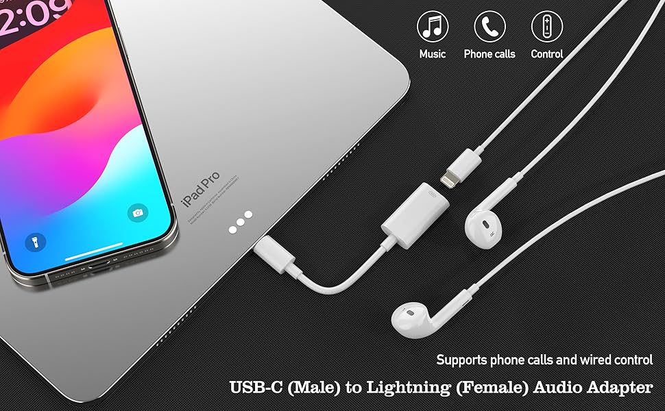 LMUBOY USBC Male to Lightning Female Audio Adapter,Type C