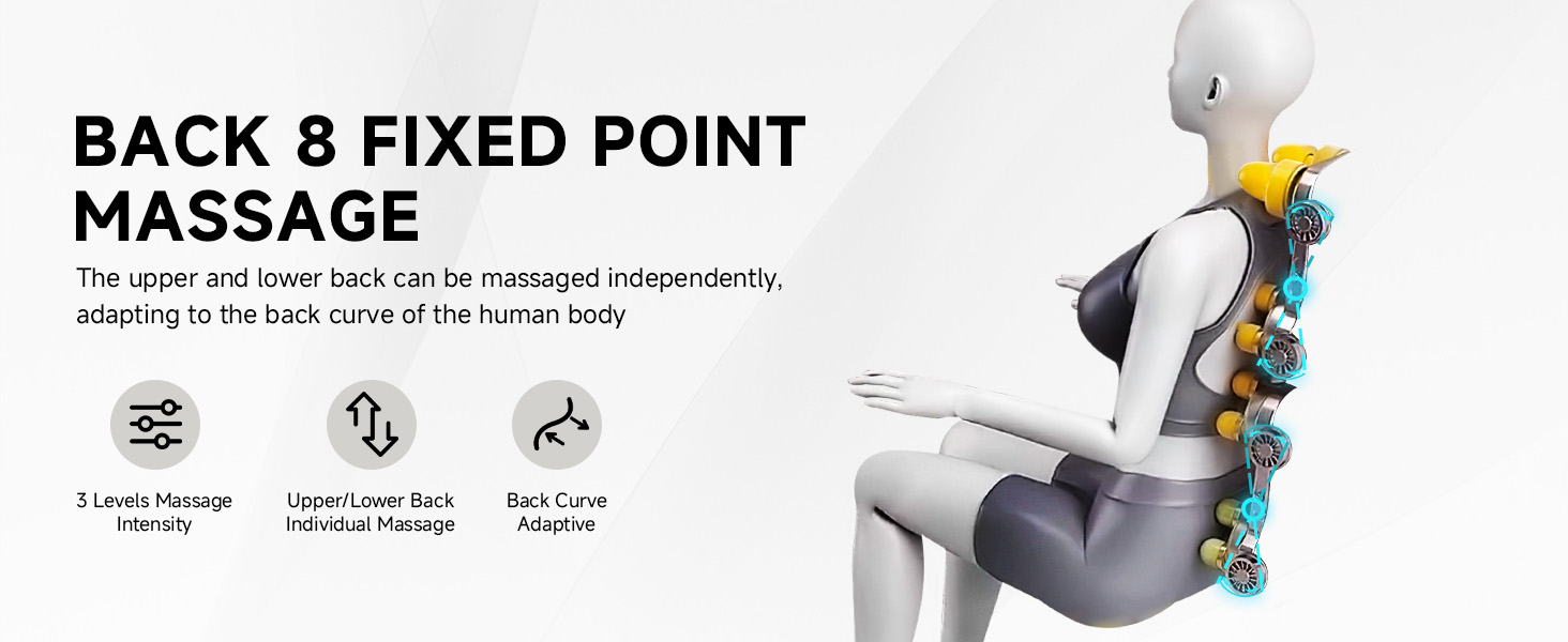 Massage chair 8 fixed point Neck Back lower back 3Levels Massage Intensity