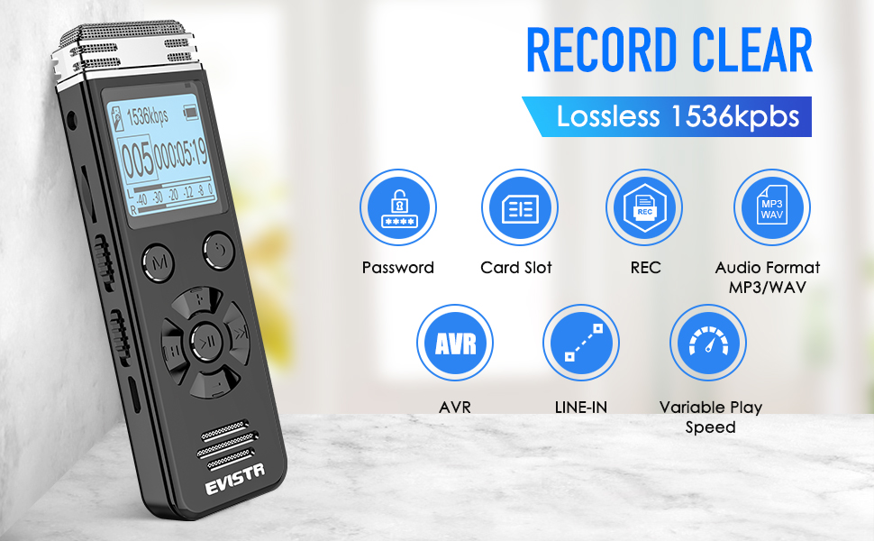 EVISTR V508 40gb Digital Voice Recorder for Lectures Meetings
