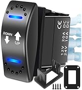 Recoil LAS2 DPDT 20A 12V DC Motor Polarity Reversing Momentary Rocker Switch with Pigtail Wire Ac...