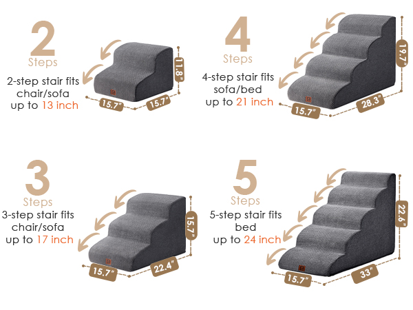 EHEYCIGA Curved Dog Stairs Ramp for Small Dogs High Beds