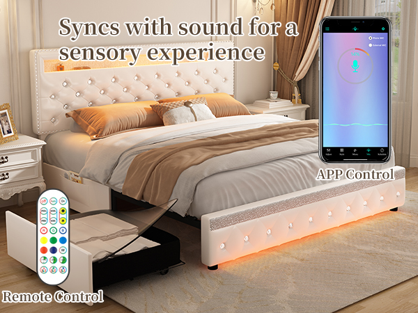 user_282b0fa9 Amazon.com: SIBEDS Queen Led Bed Frame with 2 Drawers