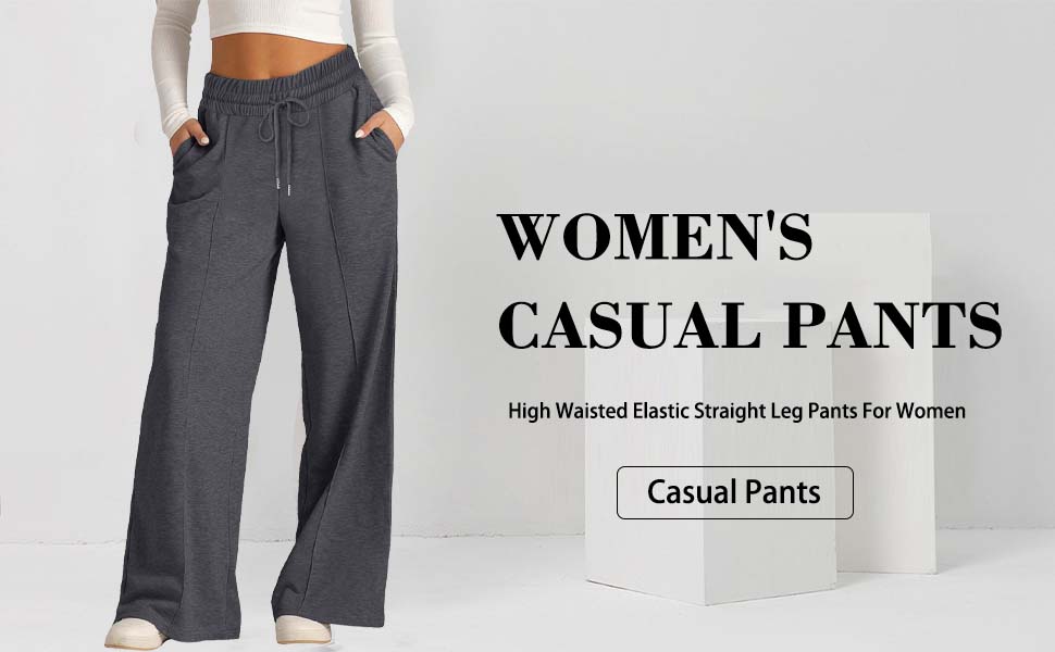 Cocila Women's Comfy Stretch Drawstring Long Wide Leg Lounge Pants