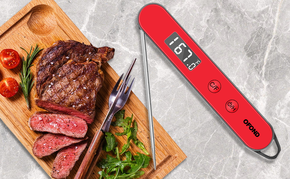 OFOND Instant Read Meat Thermometer Red