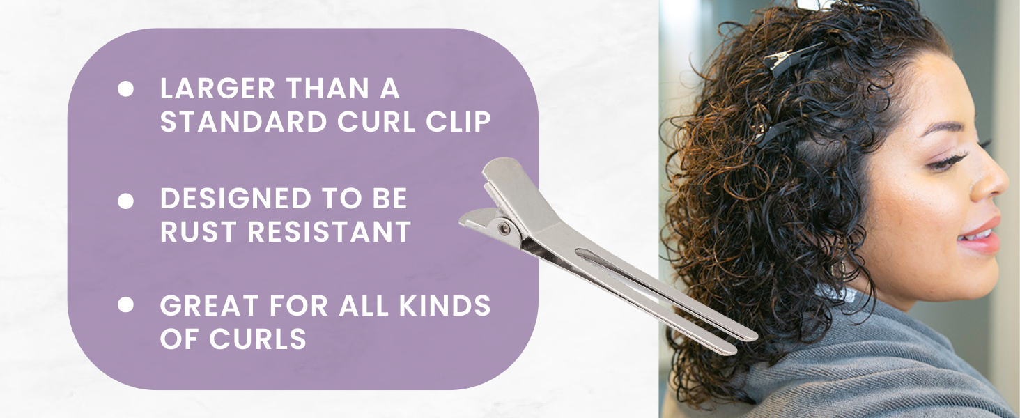 Curly Girl LARGE Root Curl Clips, Rust Resistant Alligator