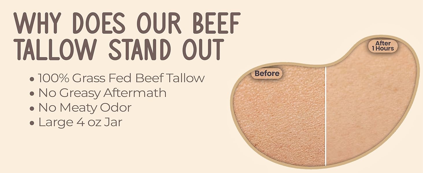 beef tallow moisturizer face body skin whipped grass fed grassfed organic pure honey almond balm
