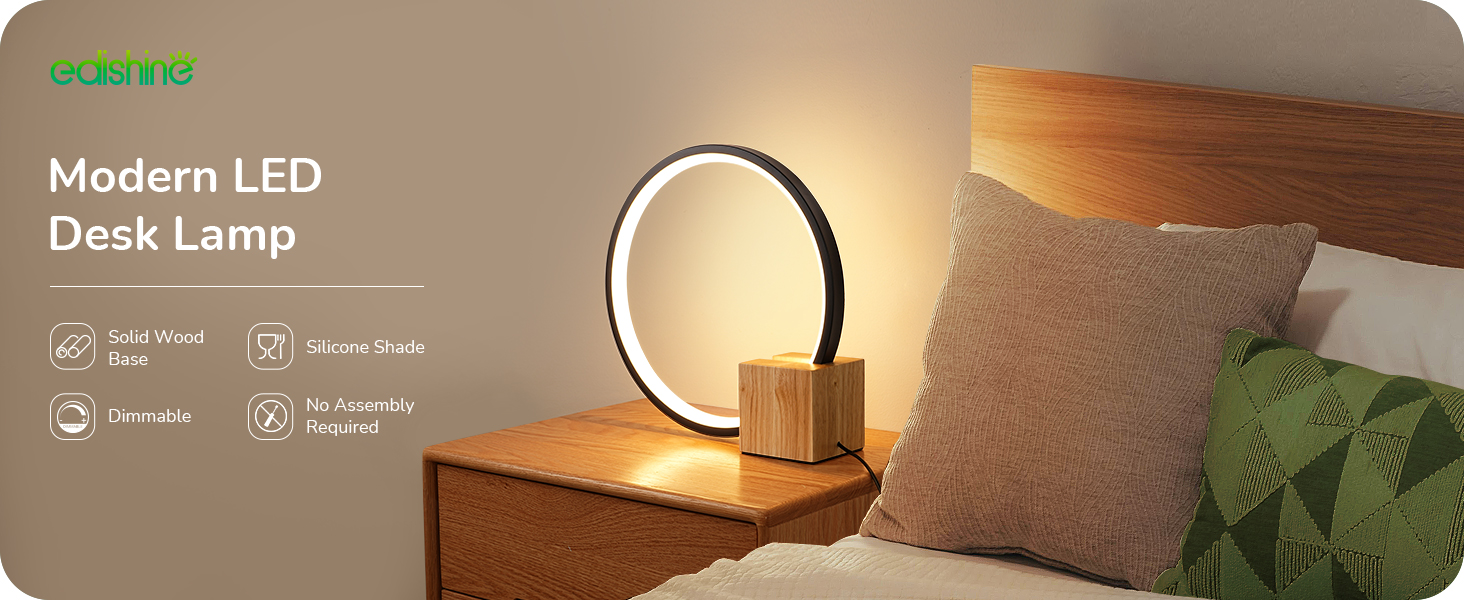 EDISHINE Modern LED Table Lamp, Bedside ... 12 HLTL12R