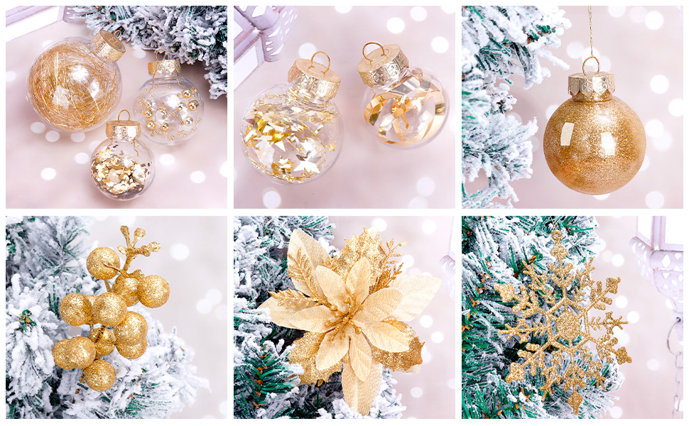 72pcs Christmas Tree Decorations Set Christmas Ornaments