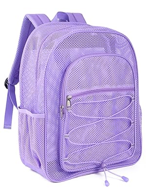 ★EMIS★ MESH BACKPACK Amazon.com: Deluxe See Through Mesh Backpack with Bungee