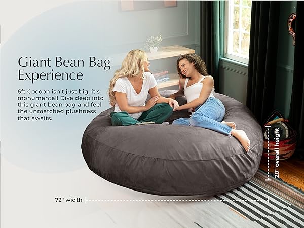 Amazon.com: Jaxx 6 Foot Cocoon - 2-in-1 Convertible Bean Bag