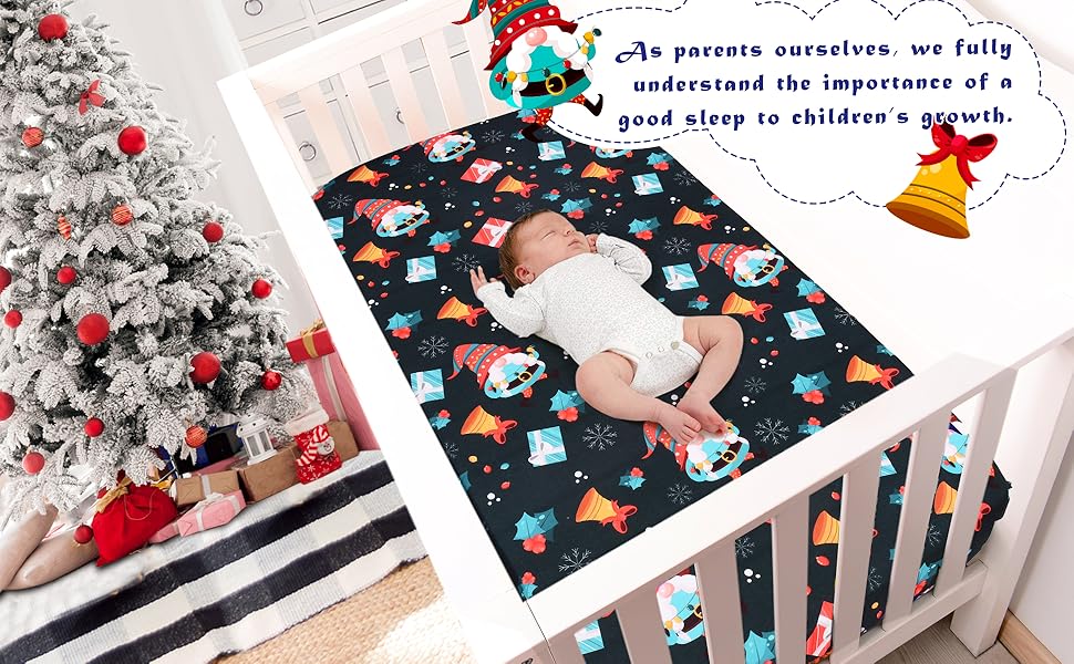 Christmas Crib Sheet, Fitted Crib Sheet with Santa Claus