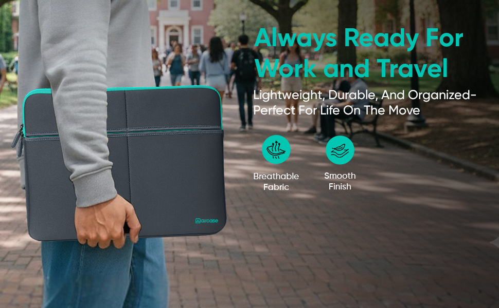 AirCase Premium Laptop Bag with 6 Pockets fits Upto 15.6" Laptop/MacBook, Wrinkle Free, Padded, Waterproof Light Neoprene case Cover Sleeve Pouch, for Men & Women, Grey- 6 Months Warranty 35 Laptop Bag