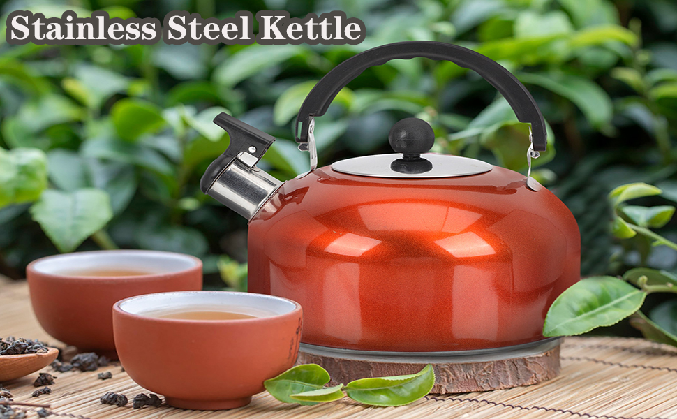 Garneck Stainless Steel Kettle Tea Pot Stainless Steel Whistling