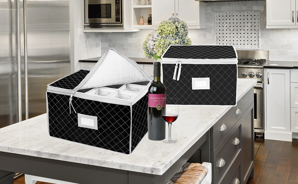 VERONLY China Storage Containers Stemware Storage Cases