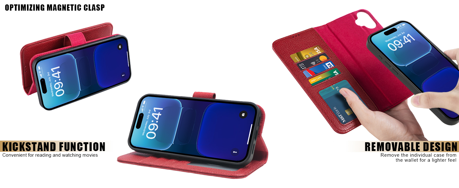 LUMARKE for iPhone 16 Plus Case Wallet with Card Holder